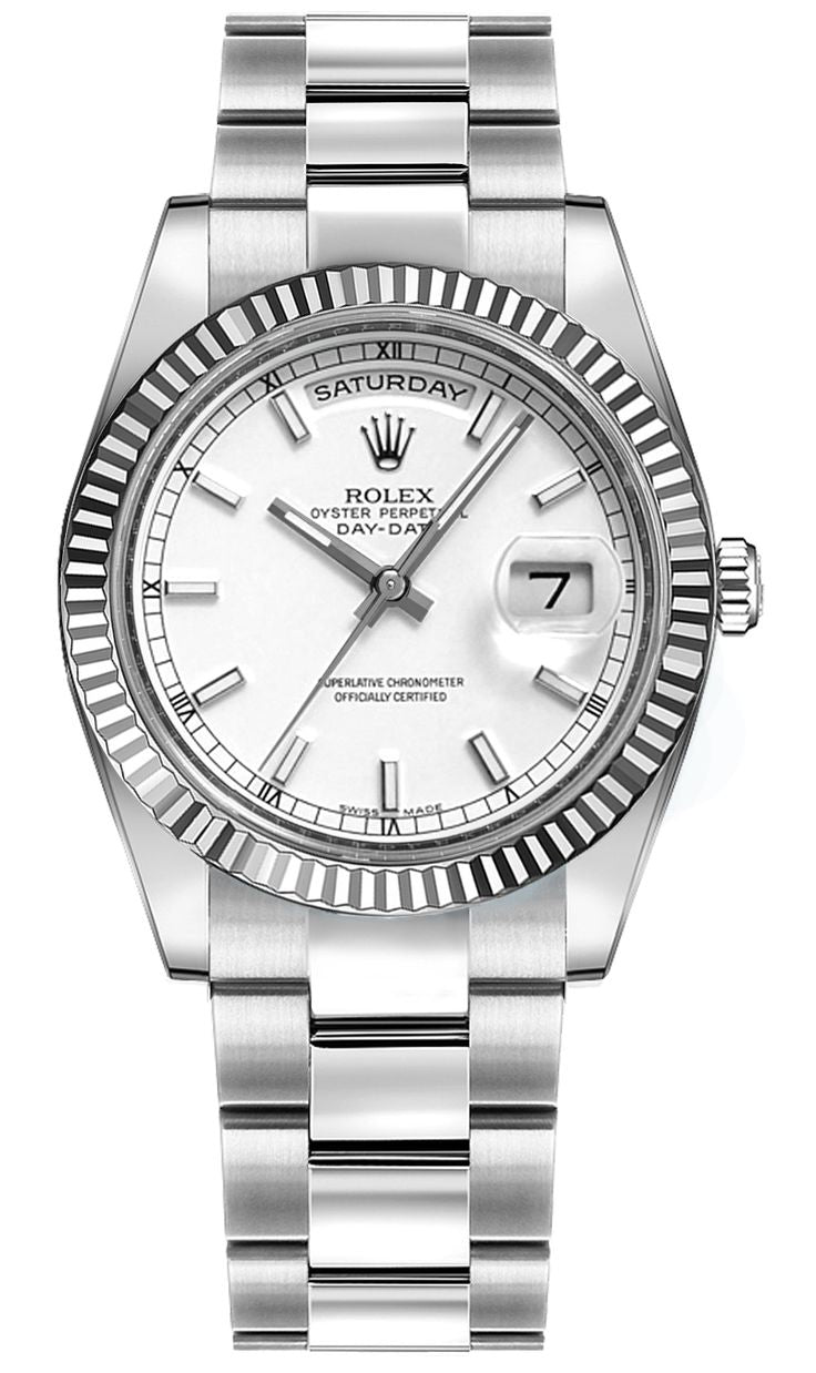 rolex day-date white silver